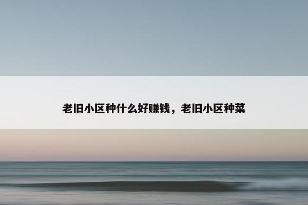 老旧小区种什么好赚钱，老旧小区种菜