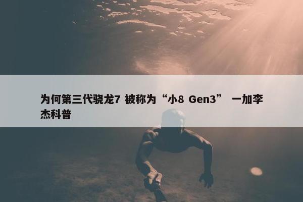 为何第三代骁龙7 被称为“小8 Gen3” 一加李杰科普