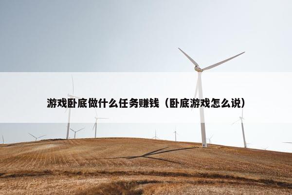 游戏卧底做什么任务赚钱（卧底游戏怎么说）