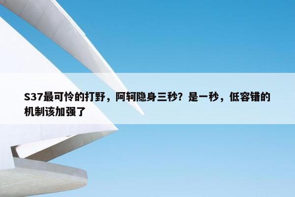 S37最可怜的打野，阿轲隐身三秒？是一秒，低容错的机制该加强了