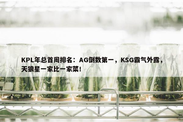 KPL年总首周排名：AG倒数第一，KSG霸气外露，天狼星一家比一家菜！